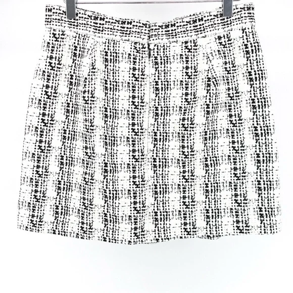 NWT Anna Sui Monochrome Pleated Tweed Mini Skirt Black White 8 - Picture 11 of 12